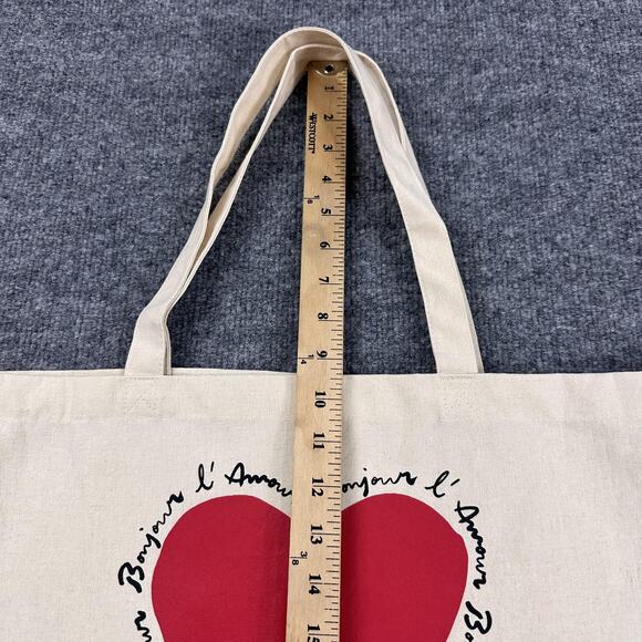 Sezane Heart Tote Bag Cotton Canvas Bonjour L Amour Red Limited Edition Cute - Picture 6 of 8